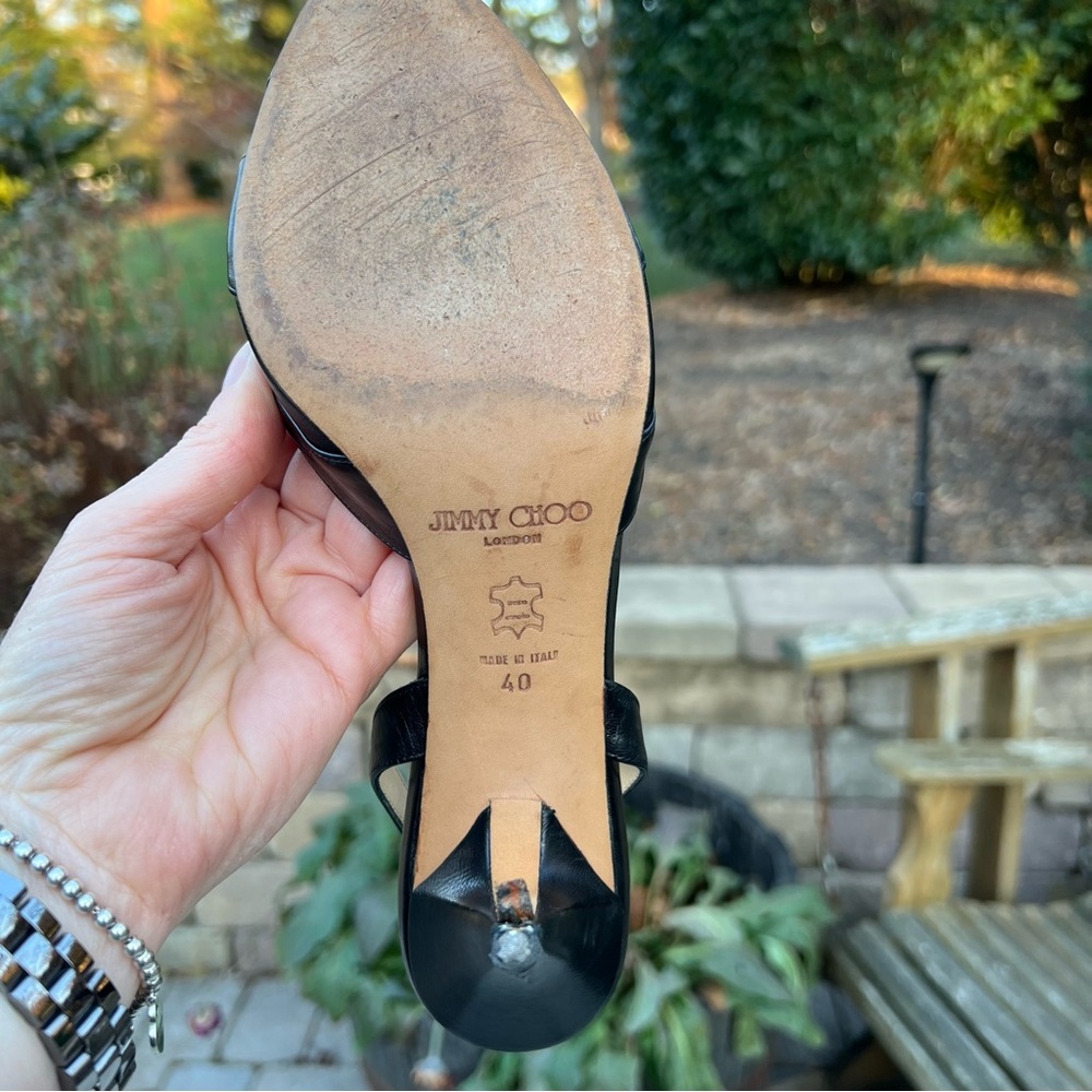Jimmy Choo Black Slingback Open Toe Heels Size  40 - Picture 11 of 13